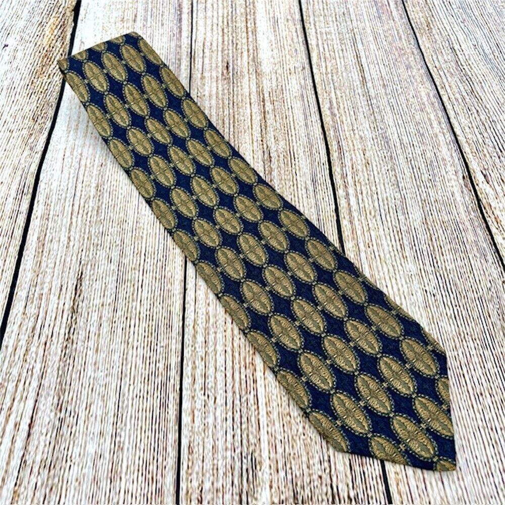 XMI For Nordstrom Men's‎ Silk Tie - Blue with Gold Ellipses